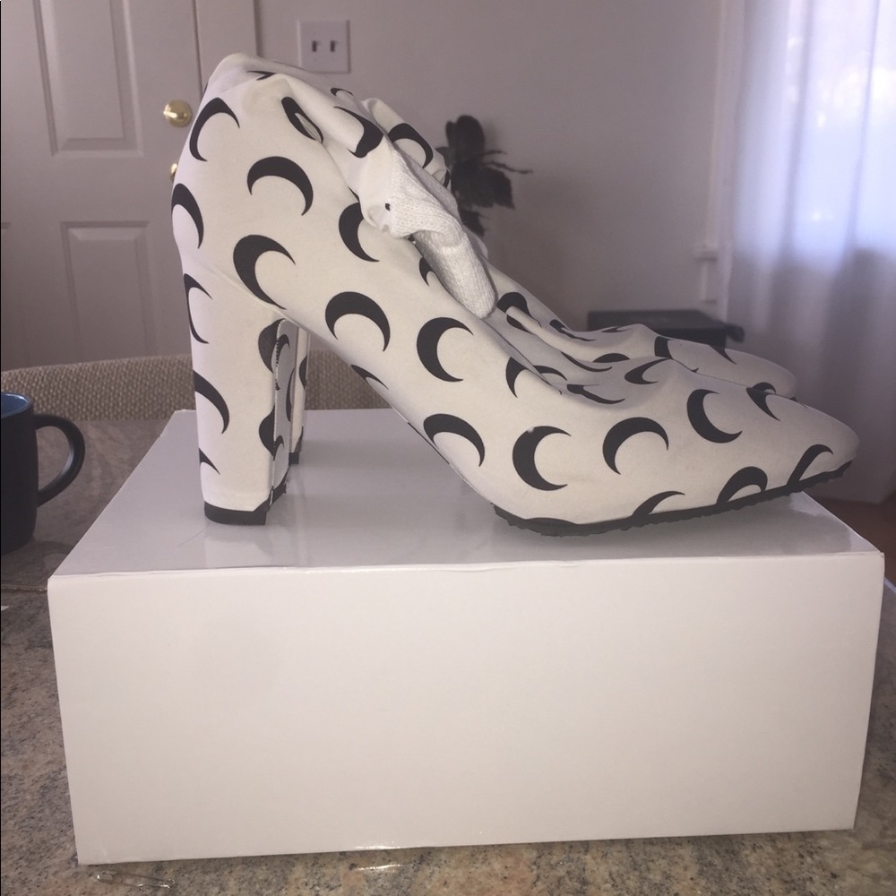 Marine Serré white and black sock platform heels
